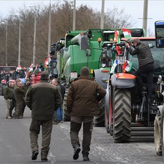 Az ukrán termékek korlátlan importjának meghosszabbítása ellen demonstráltak a magyar gazdák a záhonyi határátkelőnél